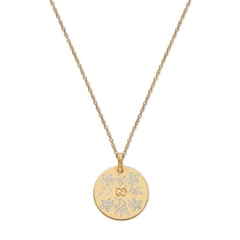 Gucci Icon 18K Gold and White Enamel Disc Necklace